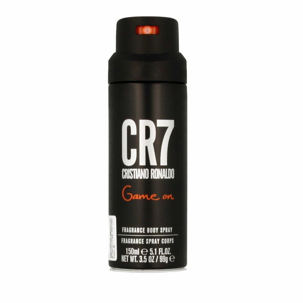 Schwarze Sprühdose mit CR7 Cristiano Ronaldo Game On Aufschrift.