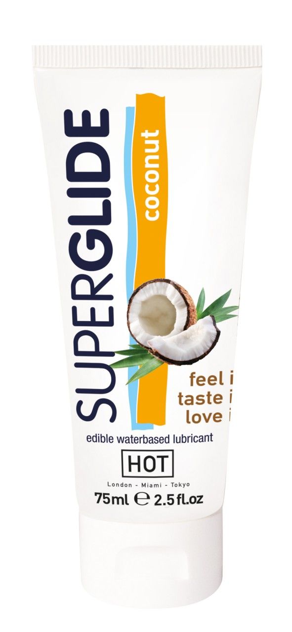 HOT Superglide Kokosnuss, essbares Gleitmittel auf Wasserbasis, 75ml.