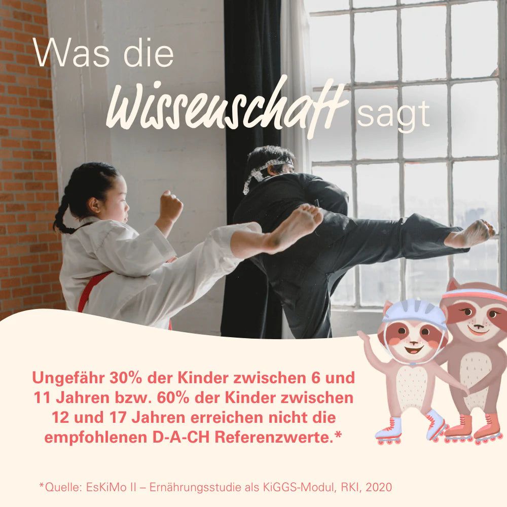 Werbung mit Kindern beim Kampfsport. Text: Was die Wissenschaft sagt. Ca. 30% der Kinder erreichen nicht die empfohlenen D-A-CH Referenzwerte.