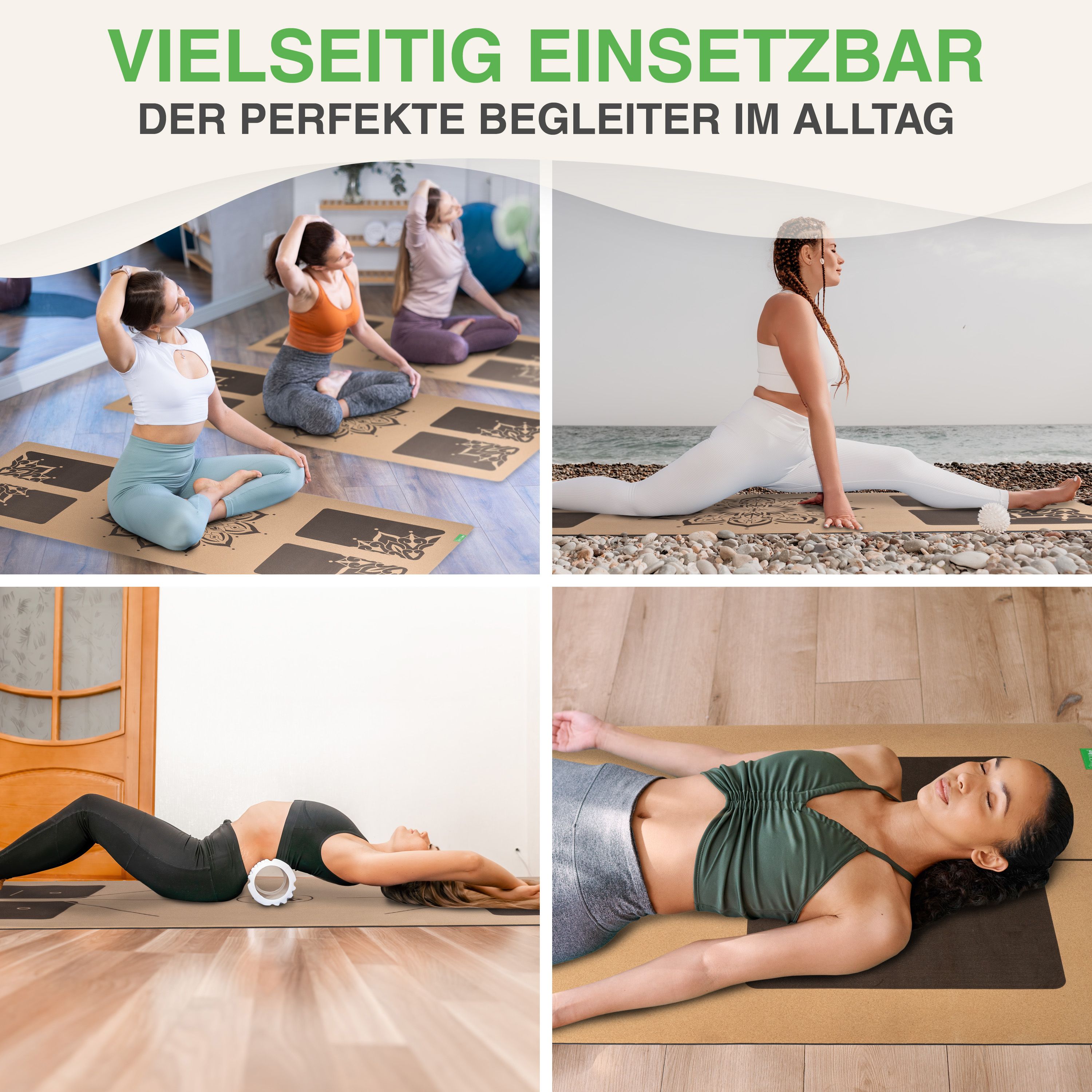 BACKLAxx® Yogamatte Kork mit Naturkautschuk 200x84x0,4cm