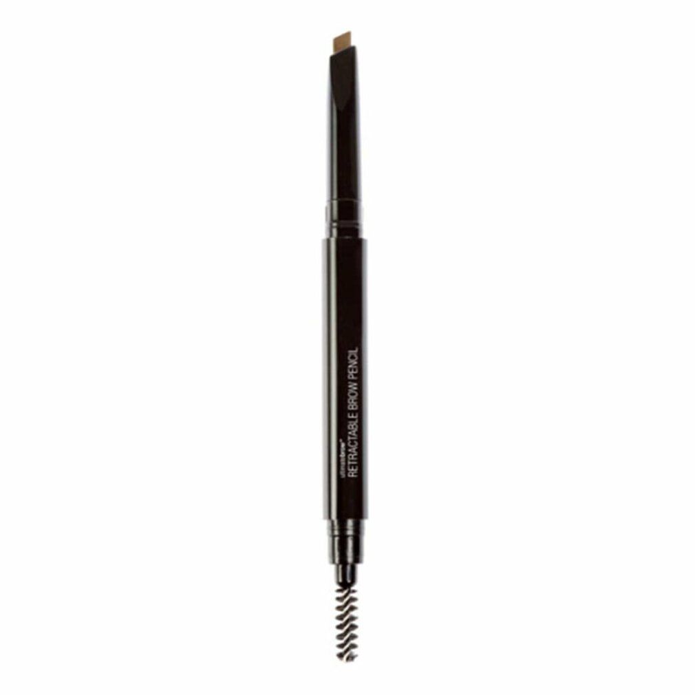 Schwarzer, ausziehbarer Augenbrauenstift mit Bürste. Aufschrift: RETRACTABLE BROW PENCIL.