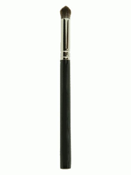Pinsel mit schwarzem Griff, silberner Zwinge und braunen Borsten. Für Augen-Make-up.