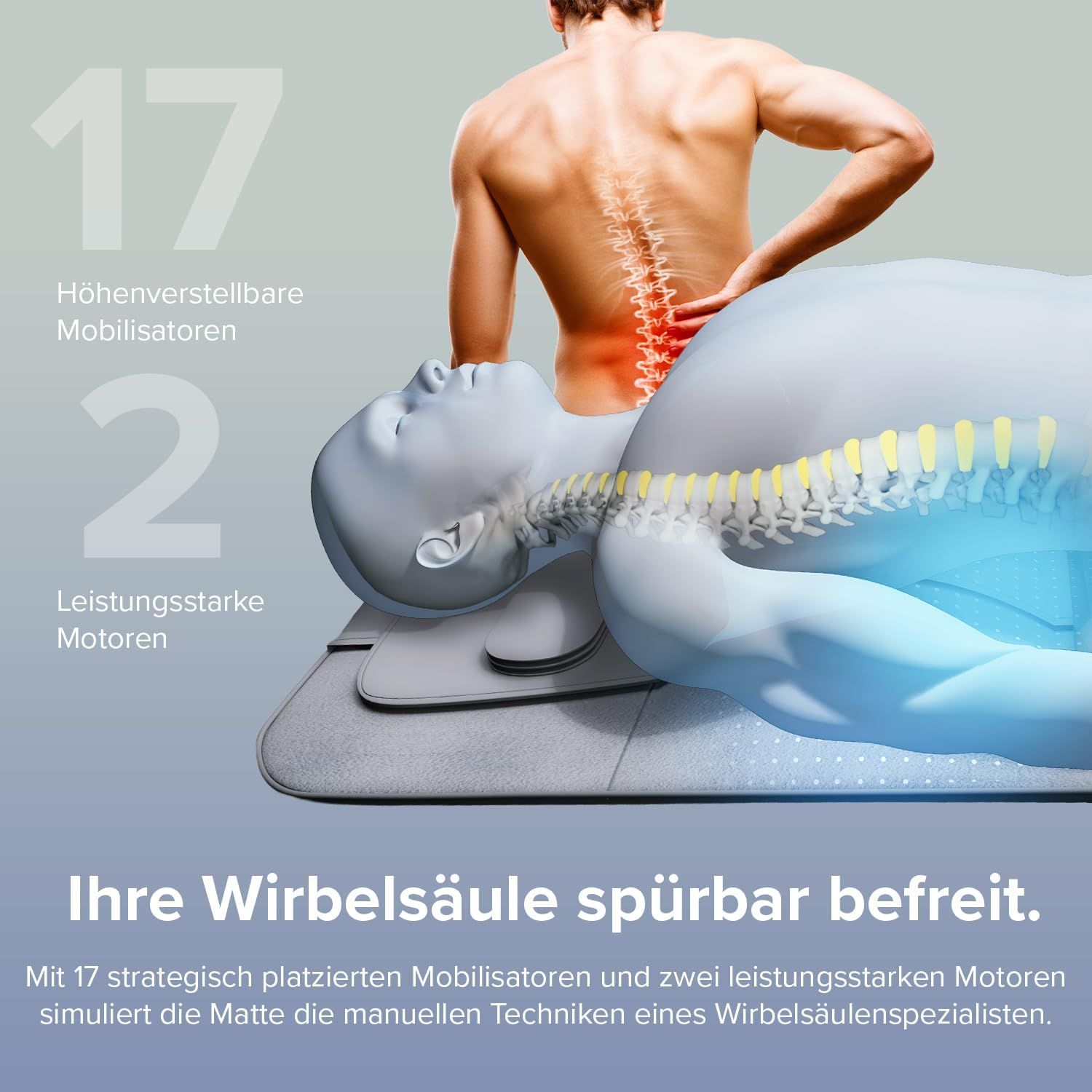 DR-HO'S MotionSolution Matte mit rotem Polster und blauen Akzenten.