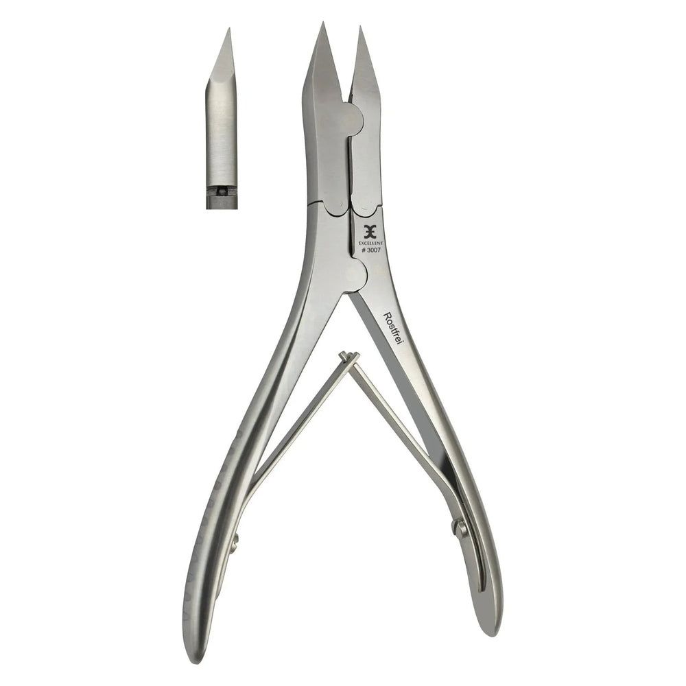 Metall-Nagelzange mit separater Spitze. Silberfarben, mit Gelenk und Hebel. Marke Roedter.