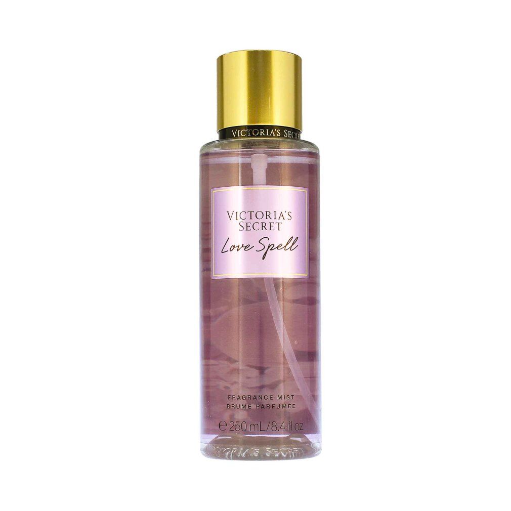 Victoria's Secret LOVE SPELL Bodymist. Flakon mit Sprühkopf, goldener Verschlusskappe.