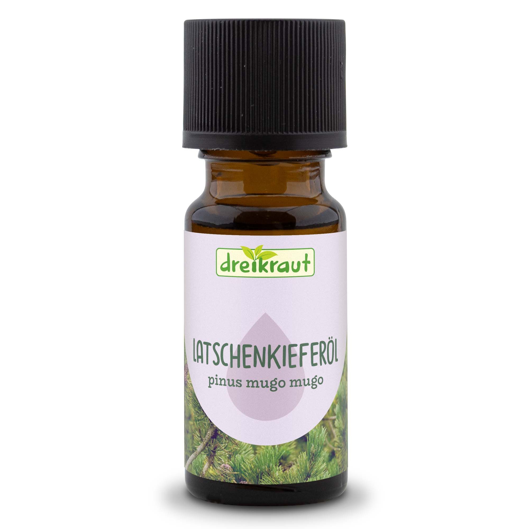 Braune Glasflasche mit schwarzem Deckel. Etikett mit Logo, Produktname und botanischer Bezeichnung.