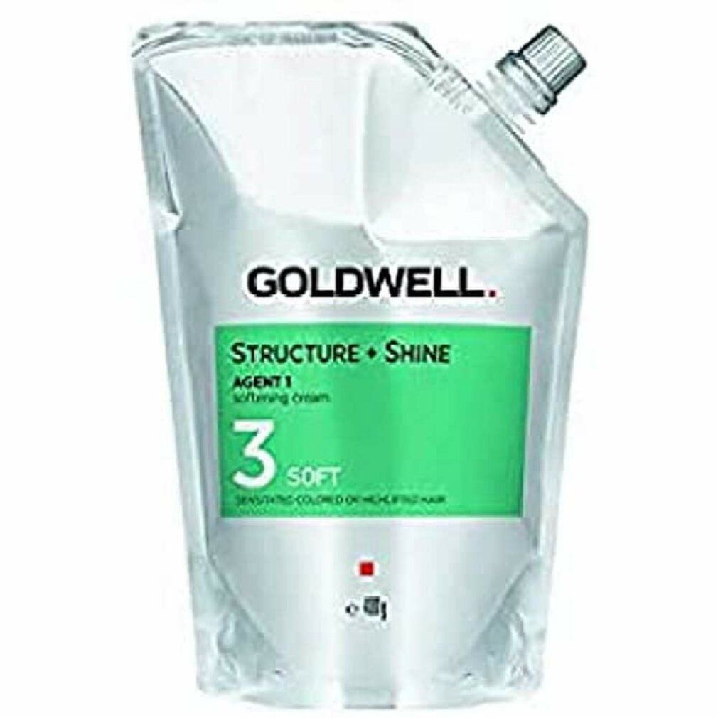 Goldwell Structure+Shine Soften Cream Soft/3. Transparente Verpackung mit grünem Etikett. Produktname und Nummer deutlich sichtbar.