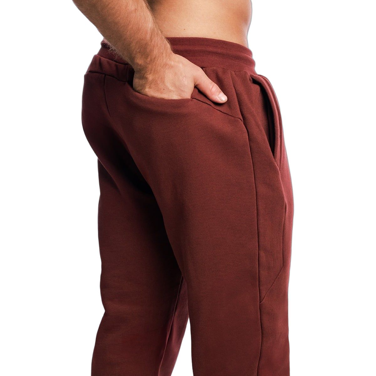 GymBeam Jogginghose Herren oversized mit Kordelzug und Taschen in Cherrywood