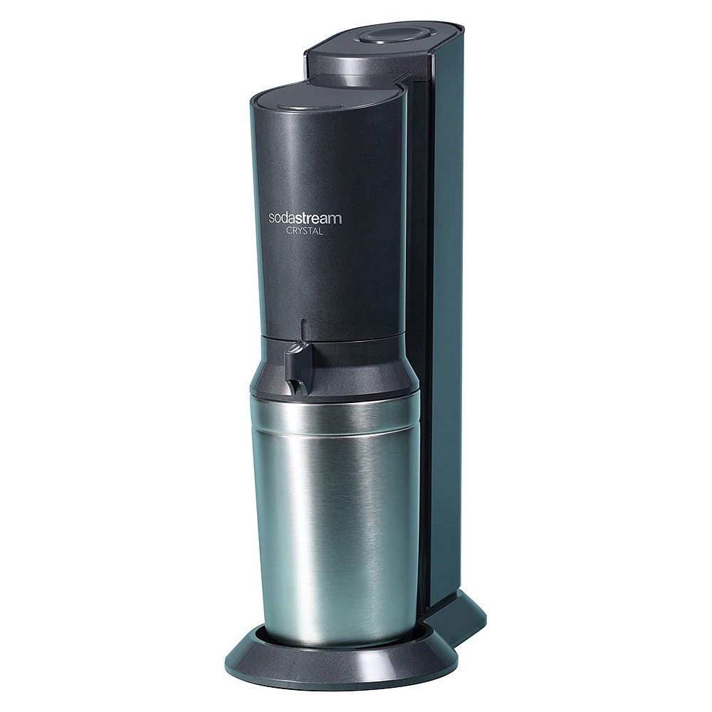 SodaStream Crystal 3.0 Wassersprudler, Titan, QC CO2-Zylinder, 2x Glaskaraffe 0,6 L