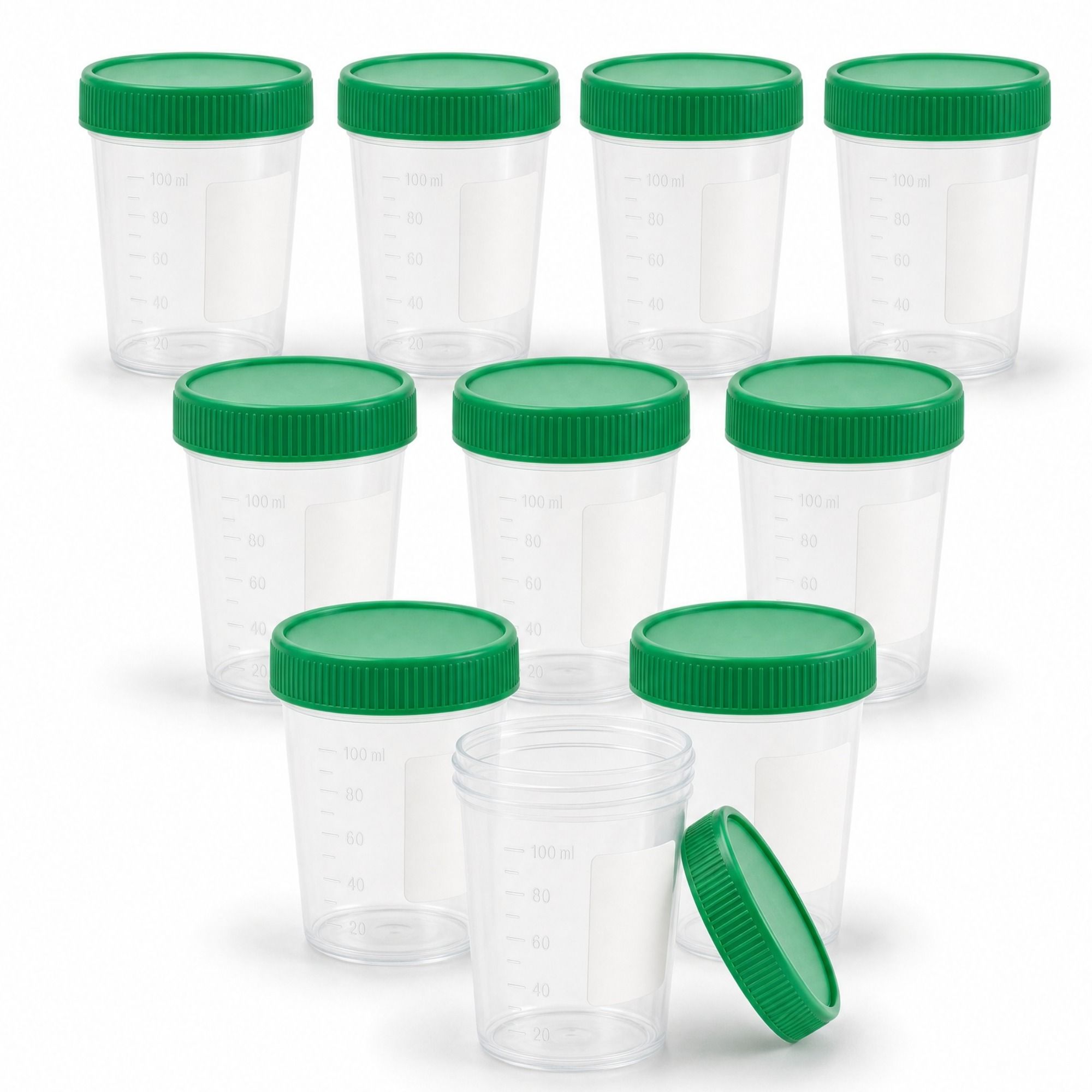 Kaiser Cares Probenbecher, Urinbecher 125 ml mit grünem Schraubdeckel 10 St