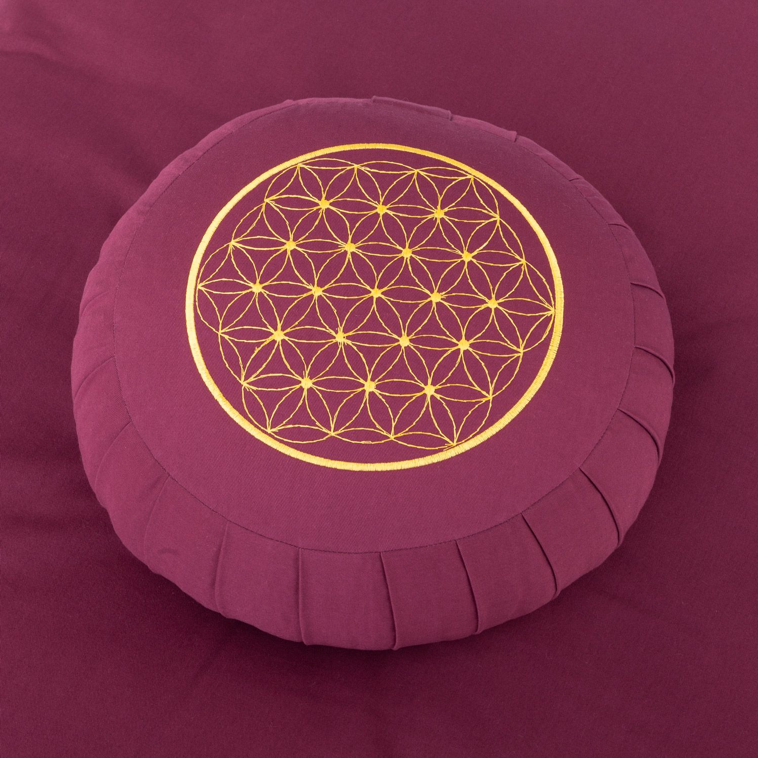 bodhi Medi-Set ECO: Meditationskissen ZAFU + Zabuton, aubergine mit Stick