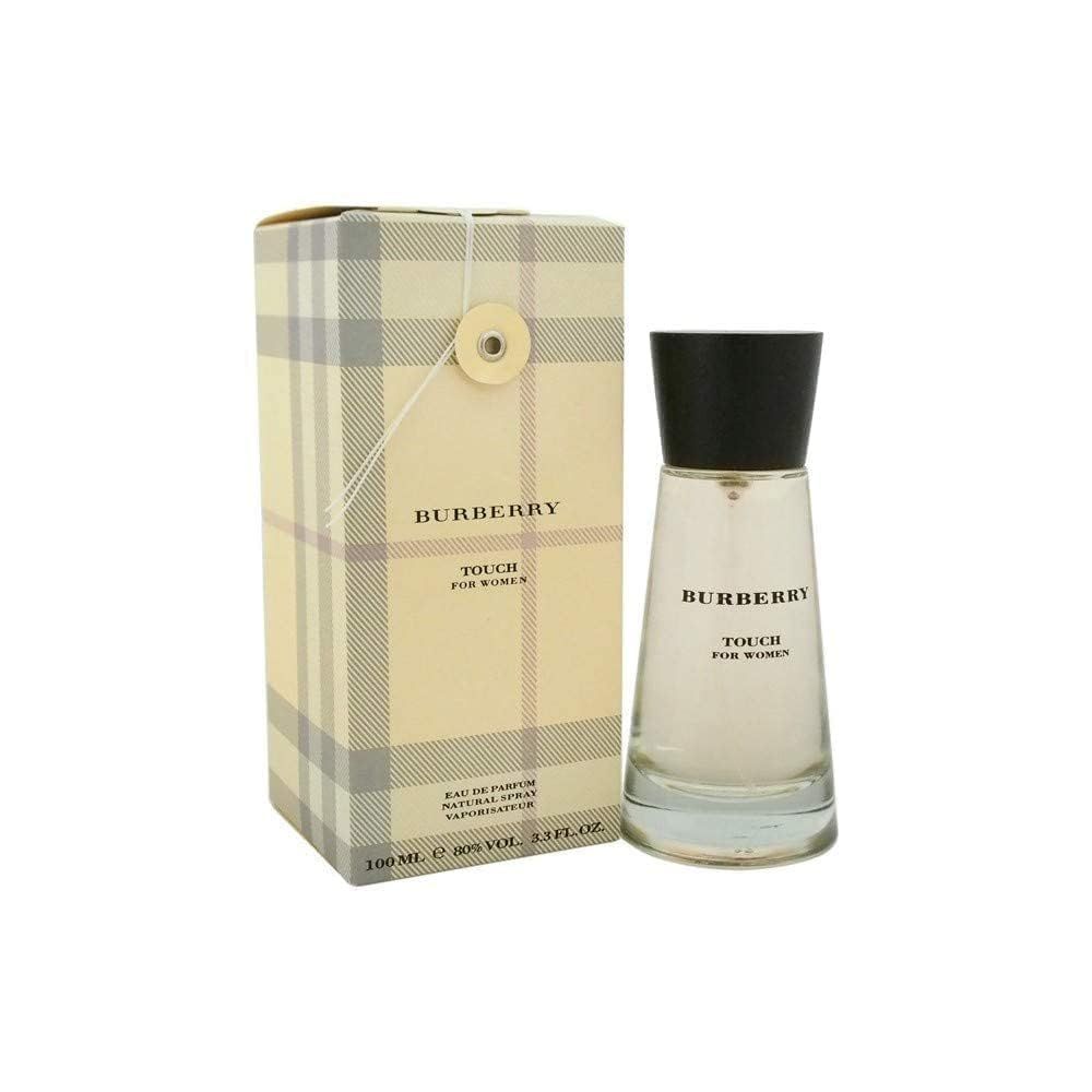 Burberry Touch for Women Flakon und Verpackung. Text: Burberry Touch for Women, Eau de Parfum.