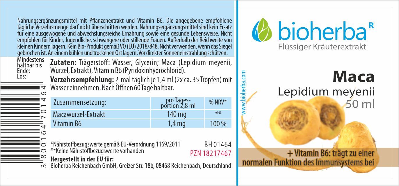 Maca Lepidium meyenii Tropfen Tinktur 50 ml PZN 18217467