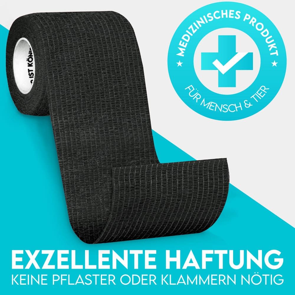 Hund IST König® Verband selbstklebend, Fixierbinde 12x4,7m Selbstklebende Bandage für Mensch & Tier 12 St