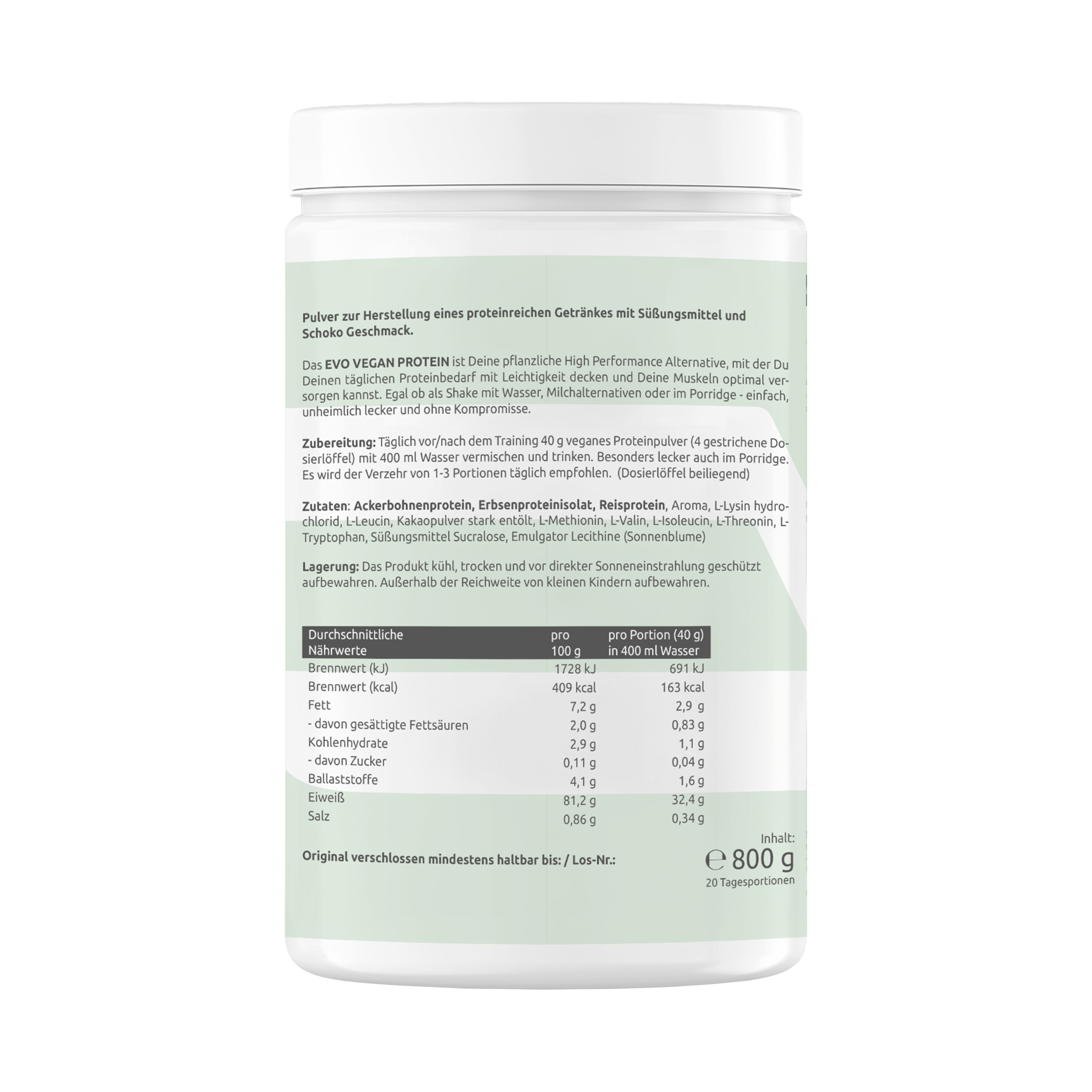 EVO Vegan Whey Protein Schoko