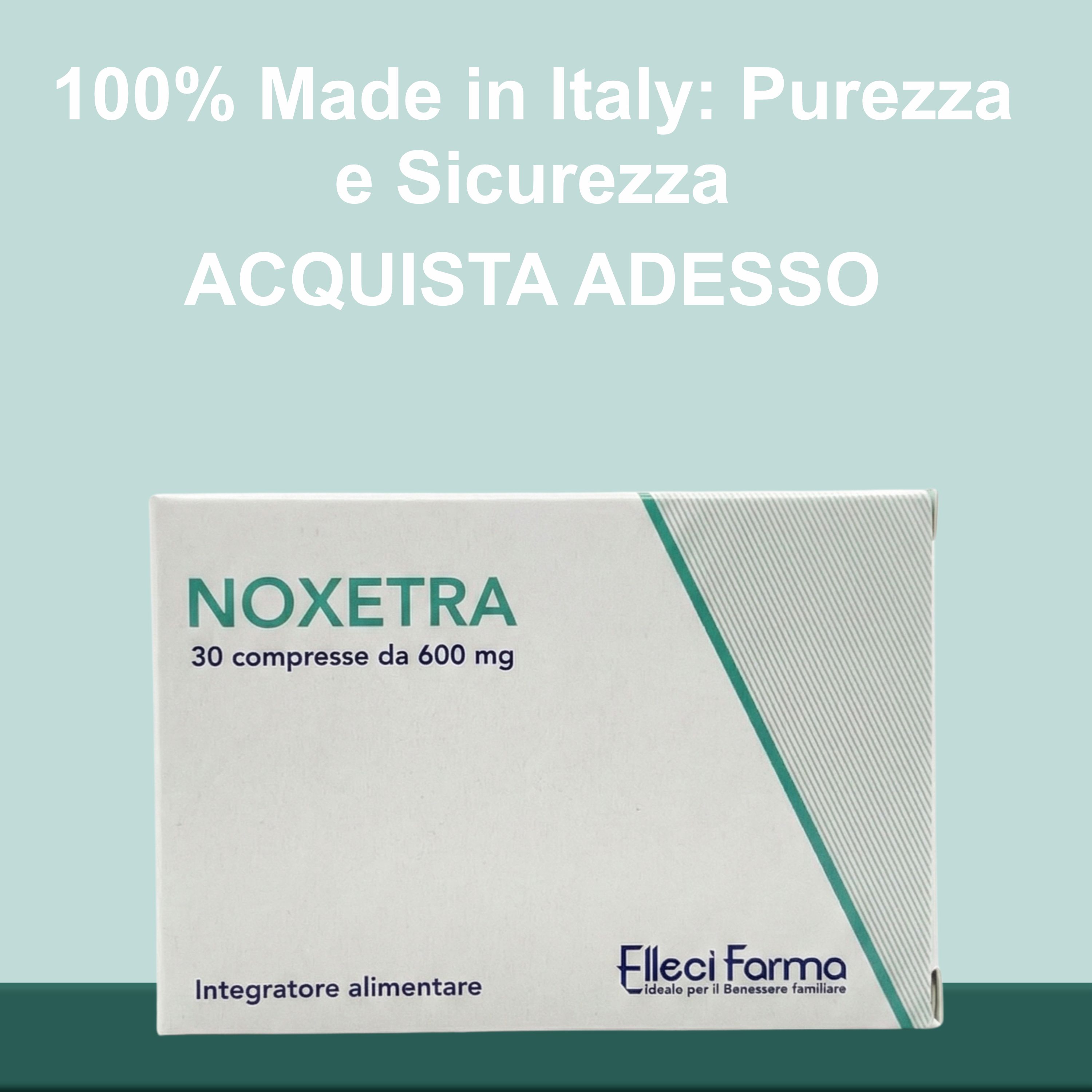 Verpackung von Noxetra, 30 Tabletten à 600 mg. Enthält 30 Tabletten.