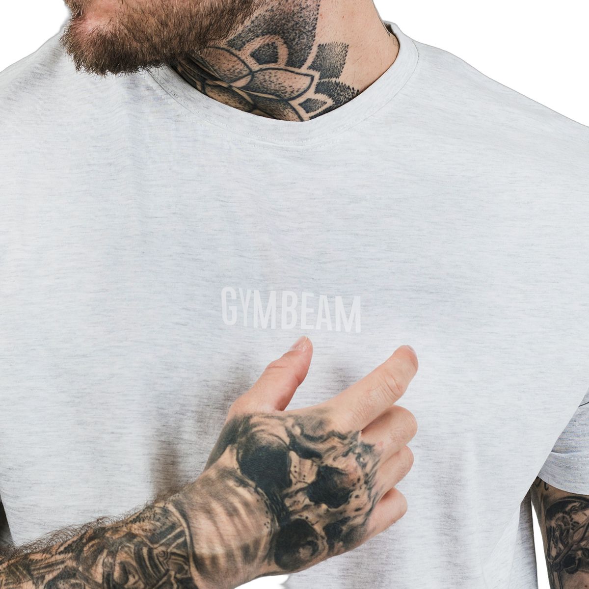 GymBeam T-Shirt Herren regular Kurzarm aus Baumwolle in Grau