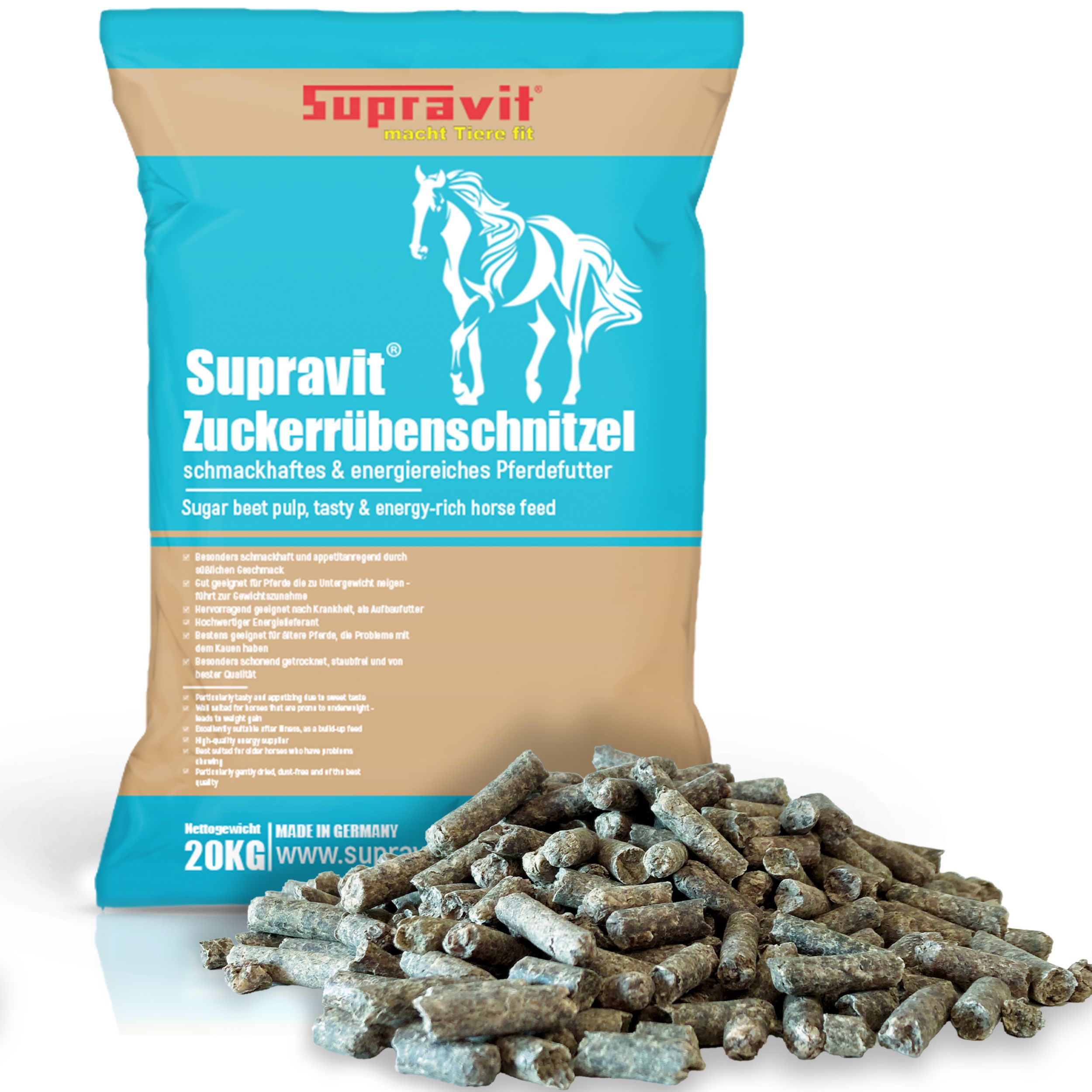 Supravit Rübenschnitzel für Pferde | schmackhaftes & energiereiches Pferdefutter 20 kg