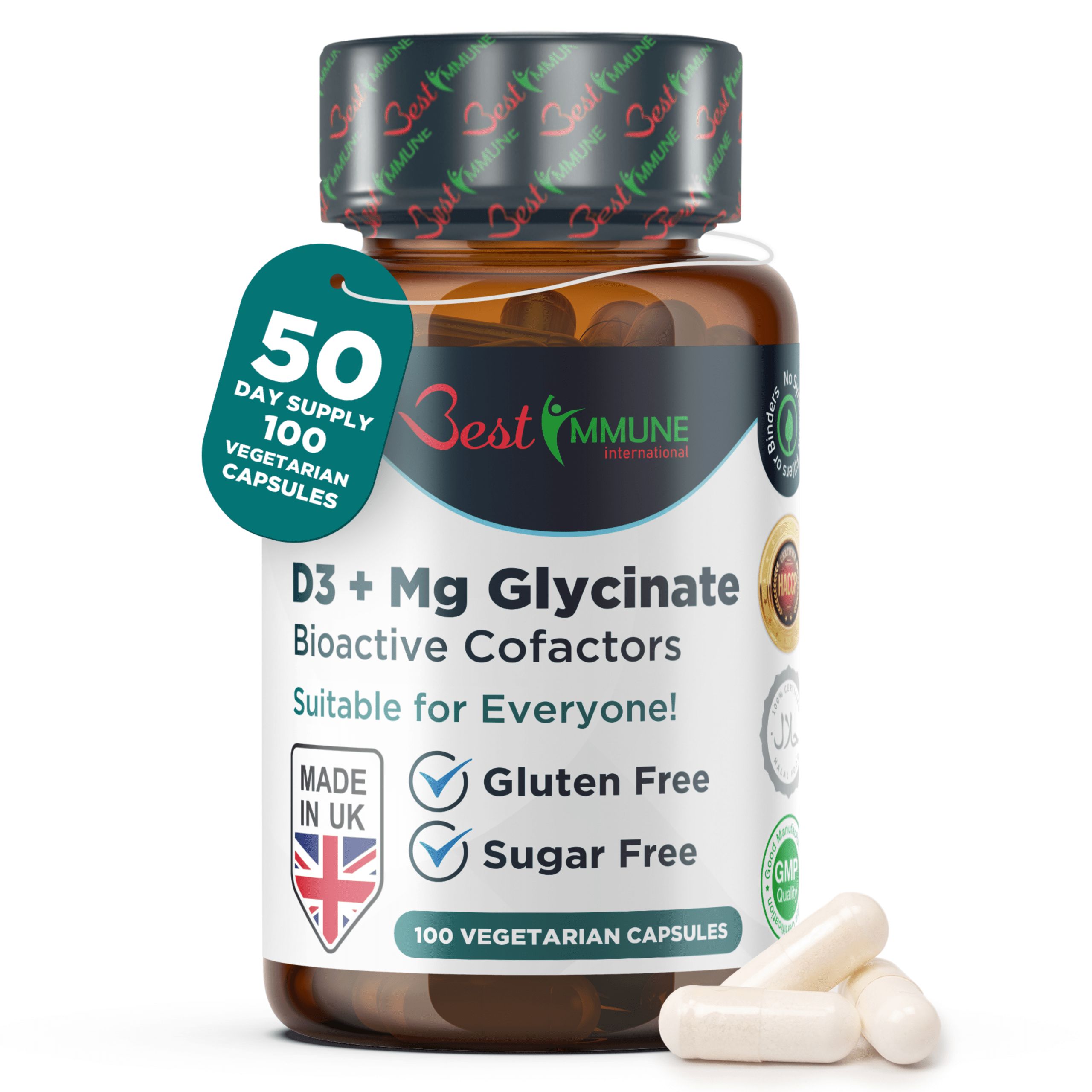 Best Immune Vitamina D3 1000 UI Magnesio Glicinato 400 mg Cofattori Bioattivi