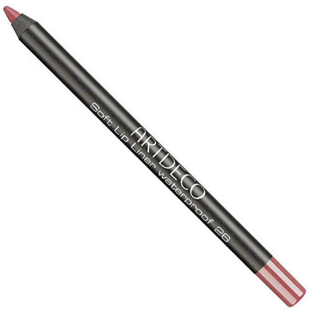 Artdeco Soft Lip Liner Waterproof 26. Dunkelgrauer Stift mit rosafarbenem Ende. Schwarze Schrift.