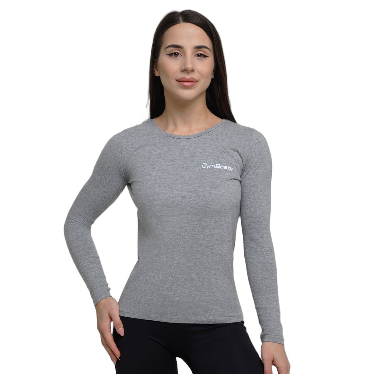 GymBeam Damen Langarm-T-Shirt Slim mit Rundhalsausschnitt in Grau 1 St