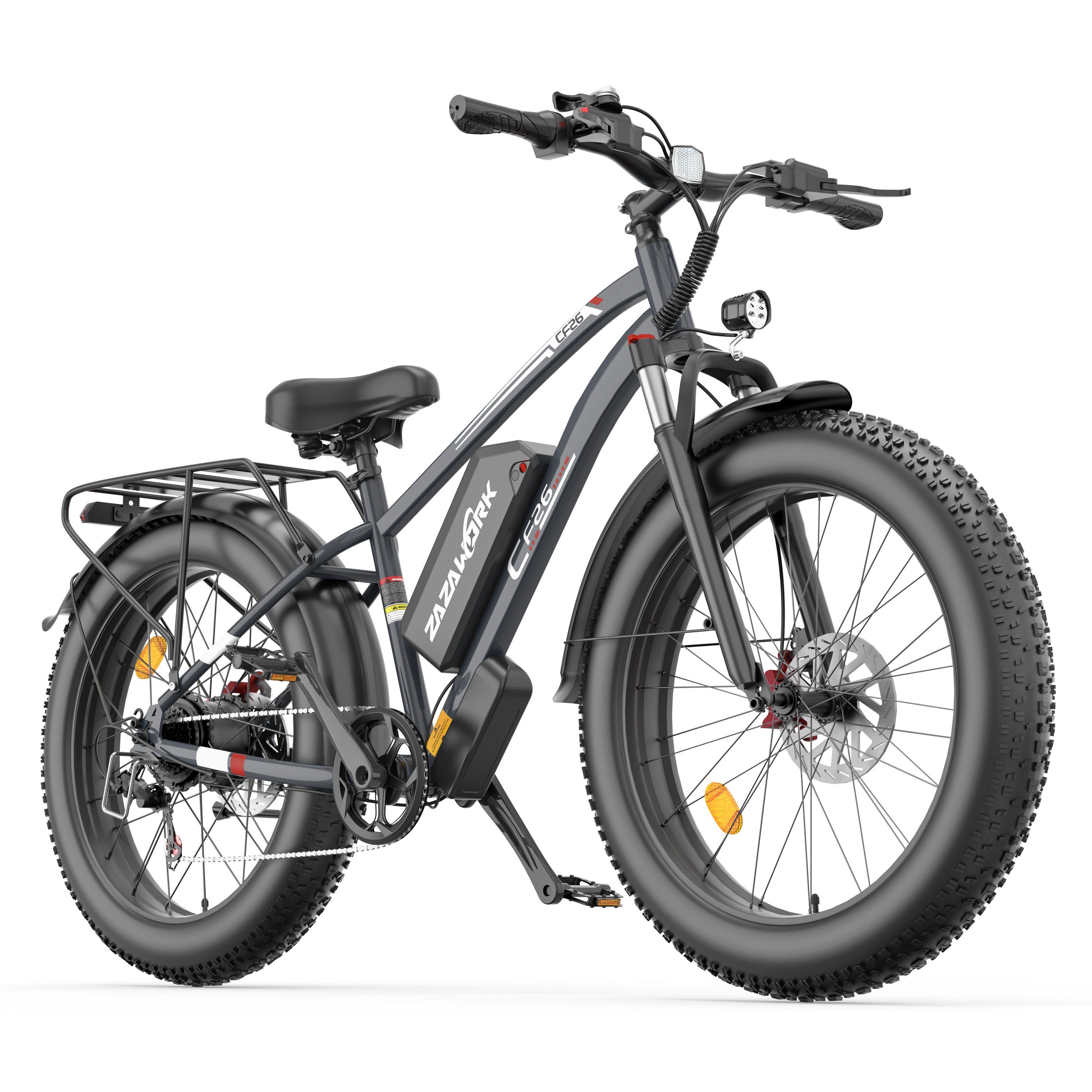 ZAZAWORK CF26 E-Bike für Erwachsene, 48V 20Ah Akku, hydraulische Scheibenbremsen