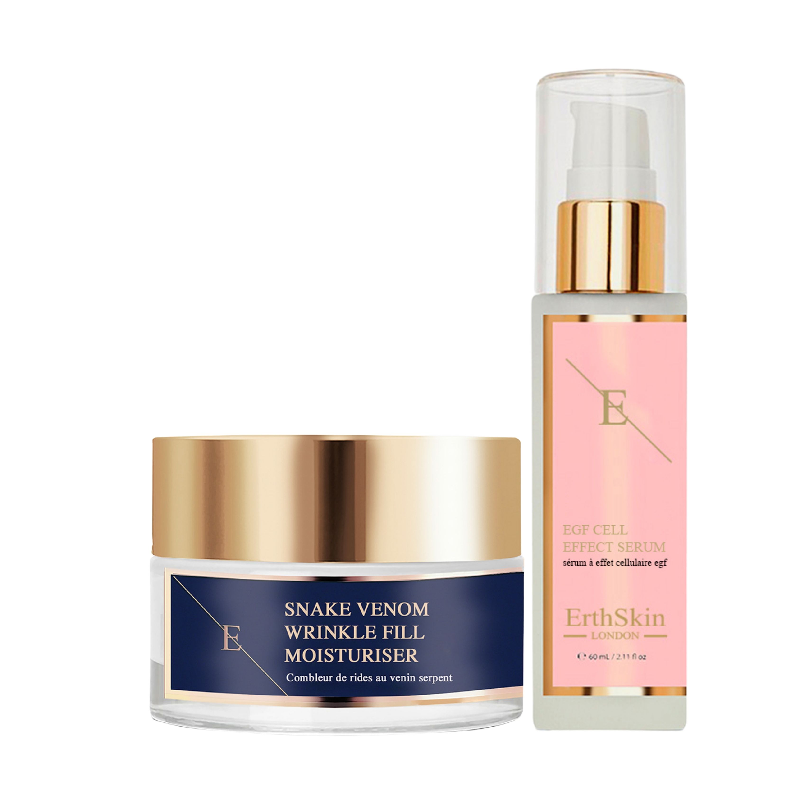 ErthSkin London Faltenauffüllende Feuchtigkeitscreme mit Schlangengift + EGF-ZELLEFFEKT-SERUM set