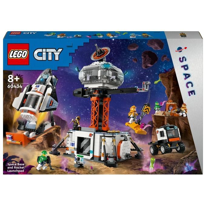 LEGO City 60434 Base Spaziale e Piattaforma di Lancio, Gioco per Bambini 8+ con Gru Giocattolo, Ast