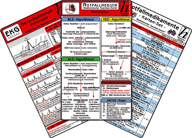 Notfallmedizin Karten-Set - Herzrhythmusstörungen, Notfallmedikamente, Reanimation