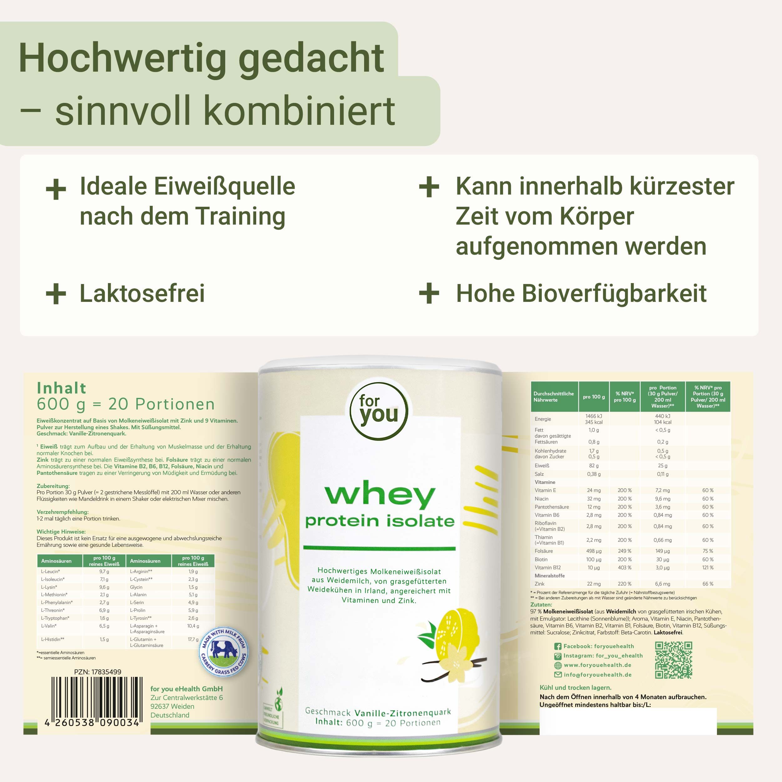 for you Whey Protein Isolate Doppelpack