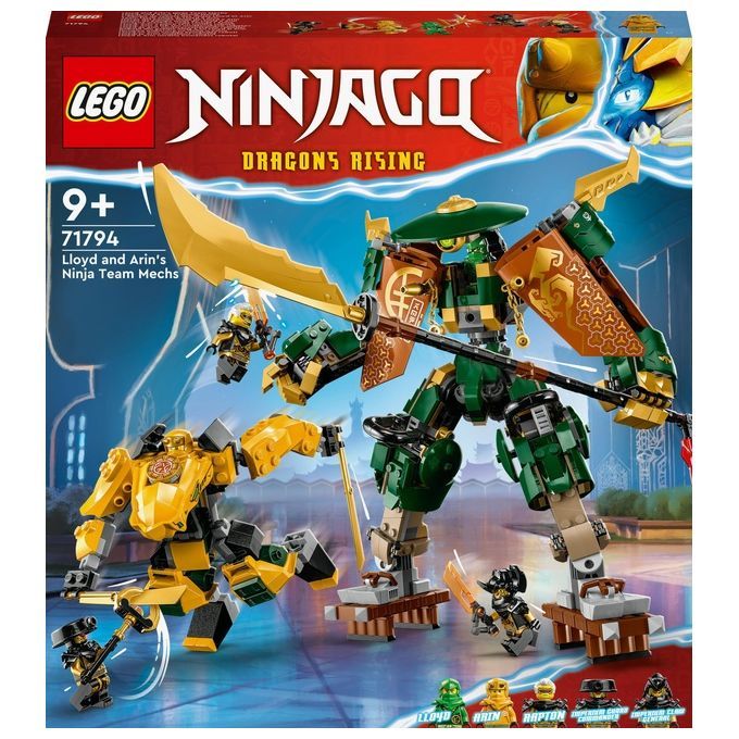 LEGO NINJAGO 71794 Team Mech Ninja di Lloyd e Arin, Set con 2 Action Figure Combinabili e 5 Minifig