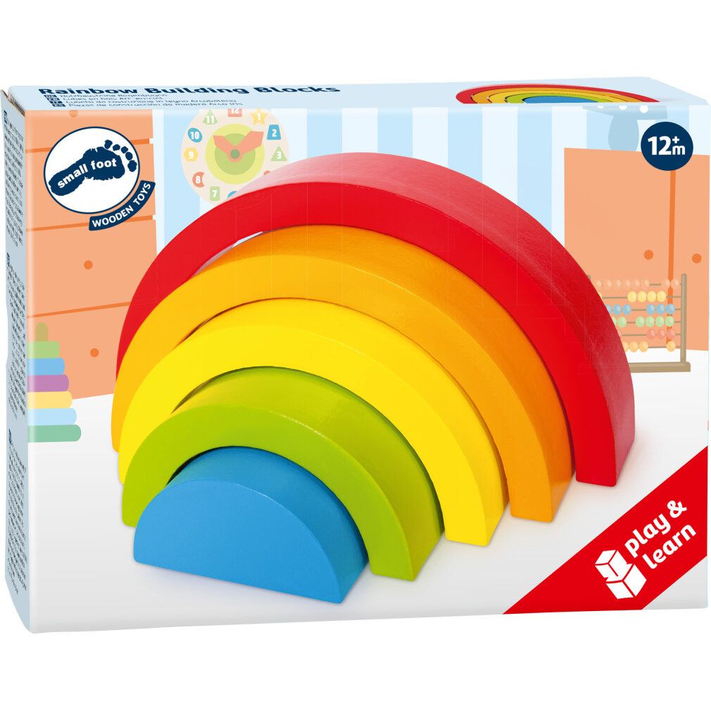 small foot 10585 Holzbausteine Regenbogen, Babymotorikspielzeug