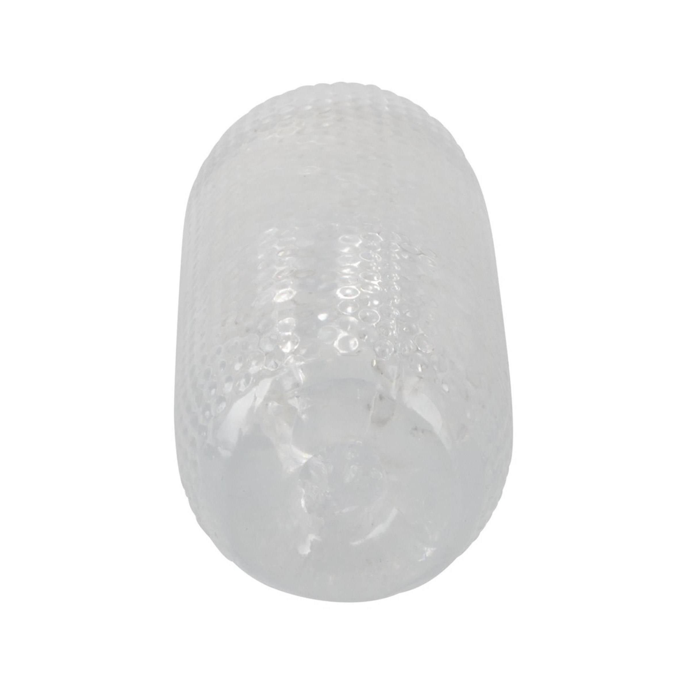 Zylindrisches Produkt mit Noppenstruktur. Transparentes Material. Oberflächenstruktur sichtbar.