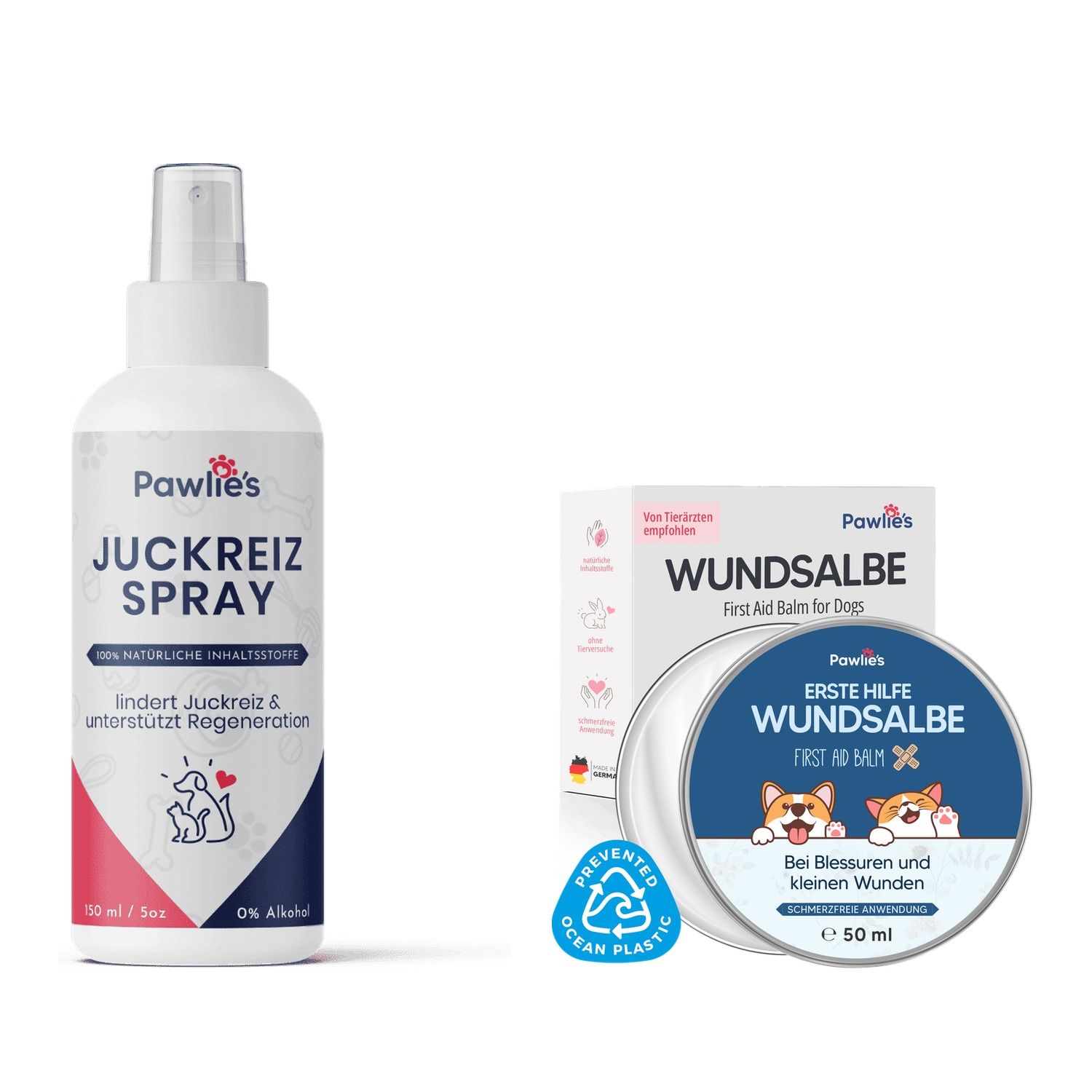 Pawlie's Wundpflege-Set für Hunde & Katzen | Wundsalbe + Anti-Juckreiz Spray 1 St Set