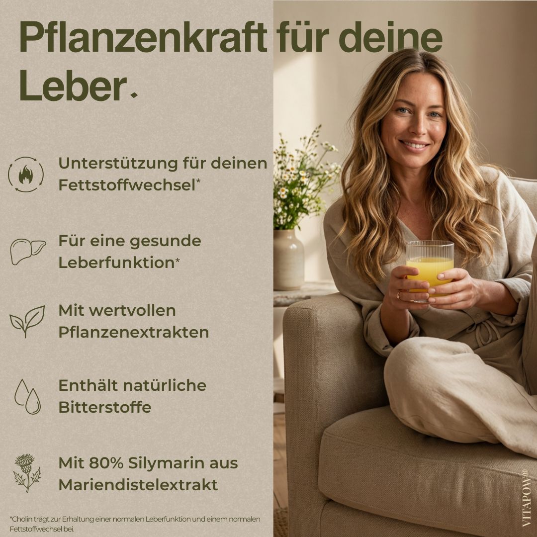 Vitapow Leber Komplex - Mariendistel, Artischocke, Löwenzahn, Cholin, Inositol