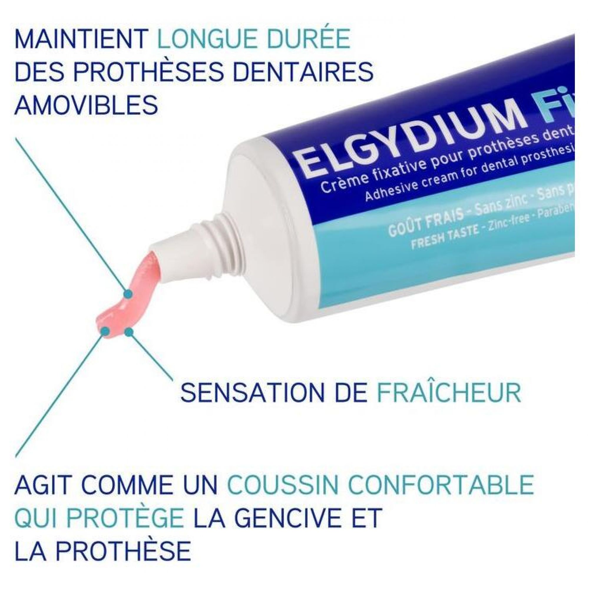 Elgydium Fixiercreme Für Zahnersatz  (Geschmack: Frischer Geschmack)