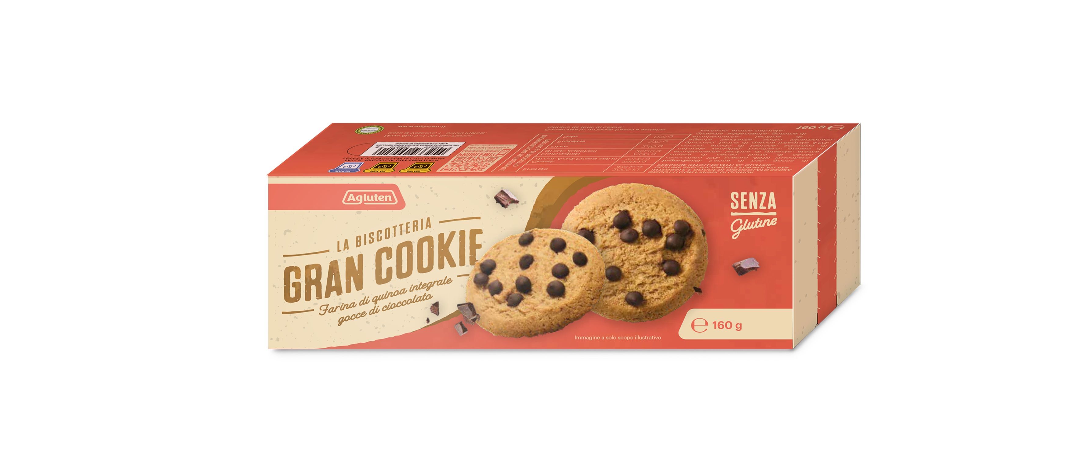 Gran Cookie farina quinoa integrale gocce di ciocc 160g - Agluten