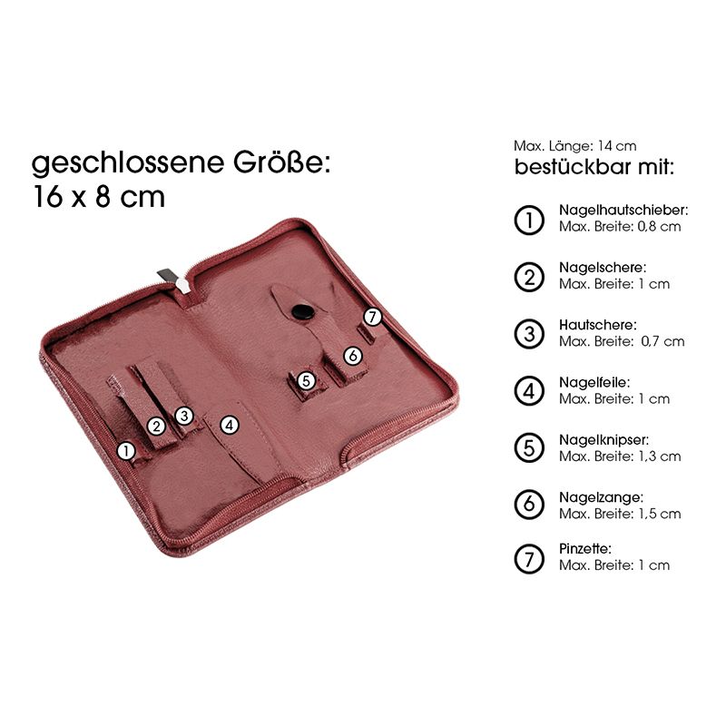 REMOS Etui "Pan", echtes Leder, rot, leer