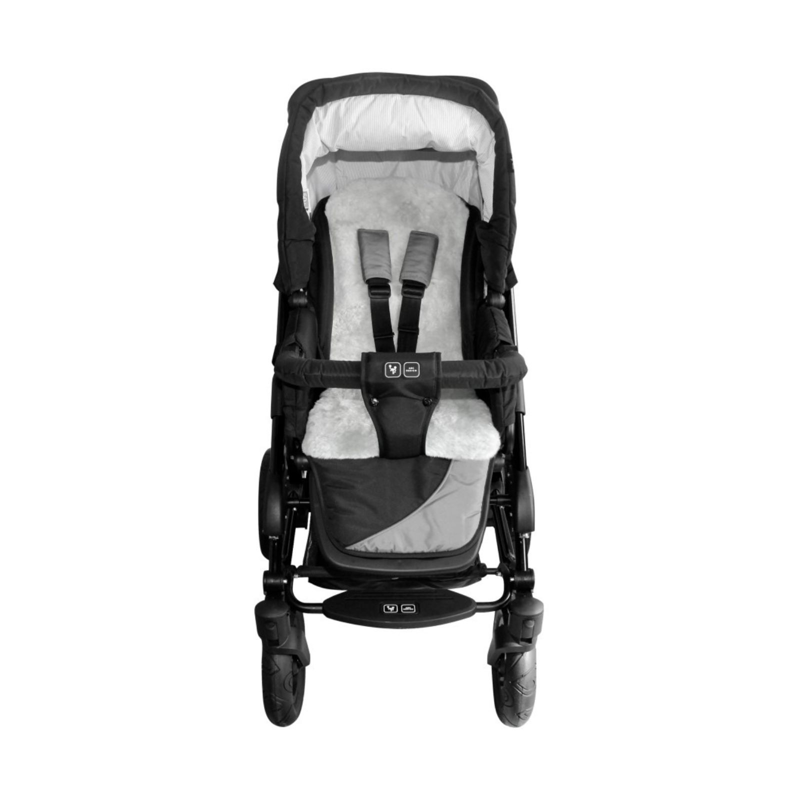 Lammfell-Auflage für den Kinderwaagen oder Buggy (grau)