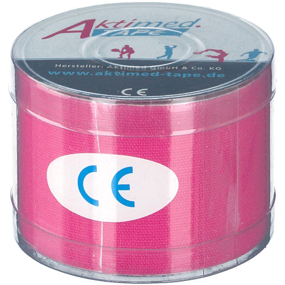 Rolle Aktimed TAPE Classic pink in transparenter Verpackung. Aufdruck: Aktimed TAPE, CE-Zeichen.