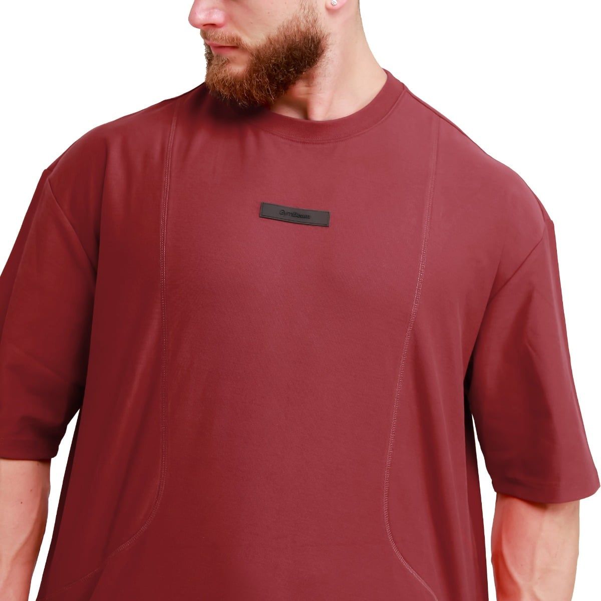GymBeam T-Shirt Herren Oversized Kurzarm aus Baumwolle, Modell Unstoppable Rot