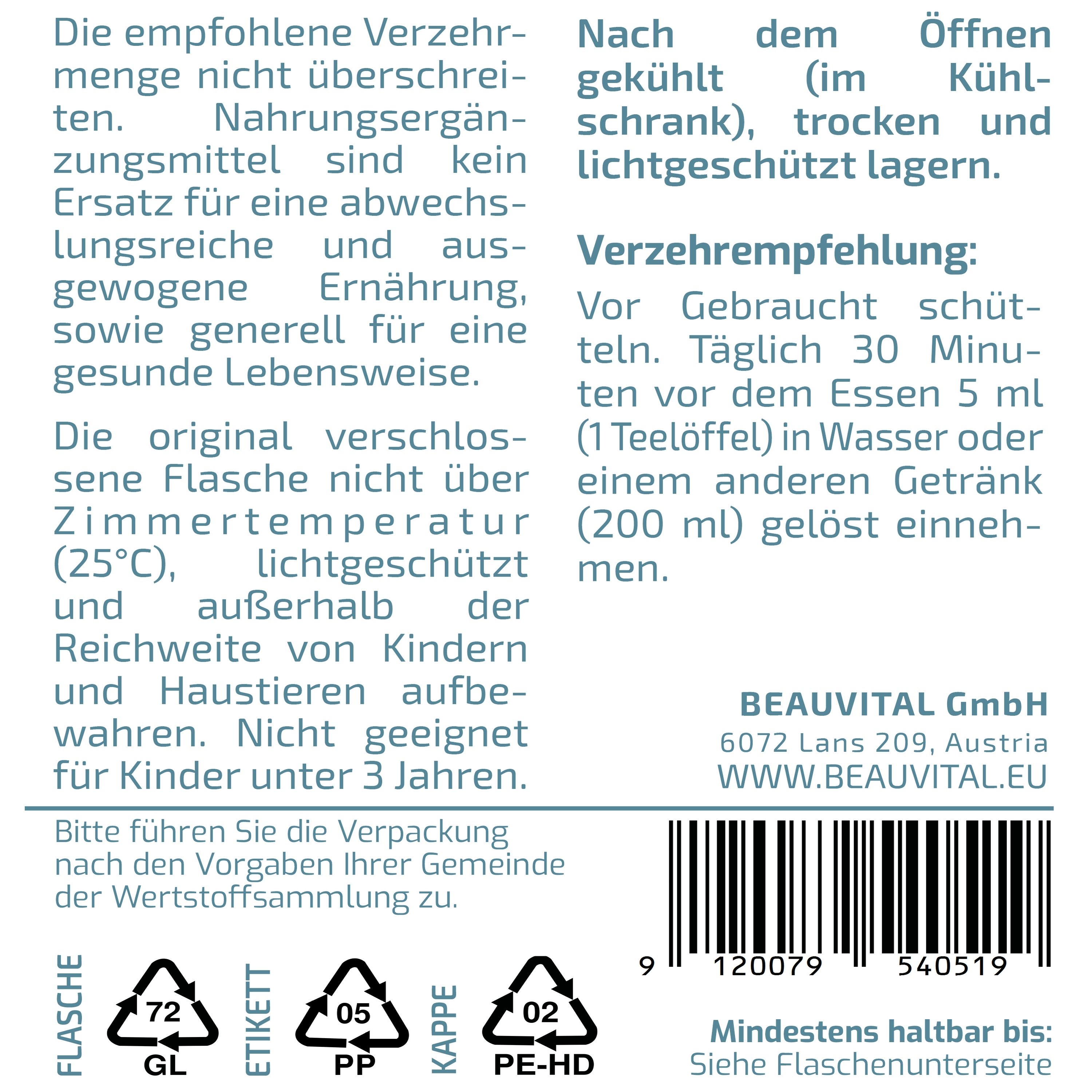 BEAUVITAL® Bio Hericium Kurextrakt | Flüssiger Vollauszug durch Dual-Extraktion