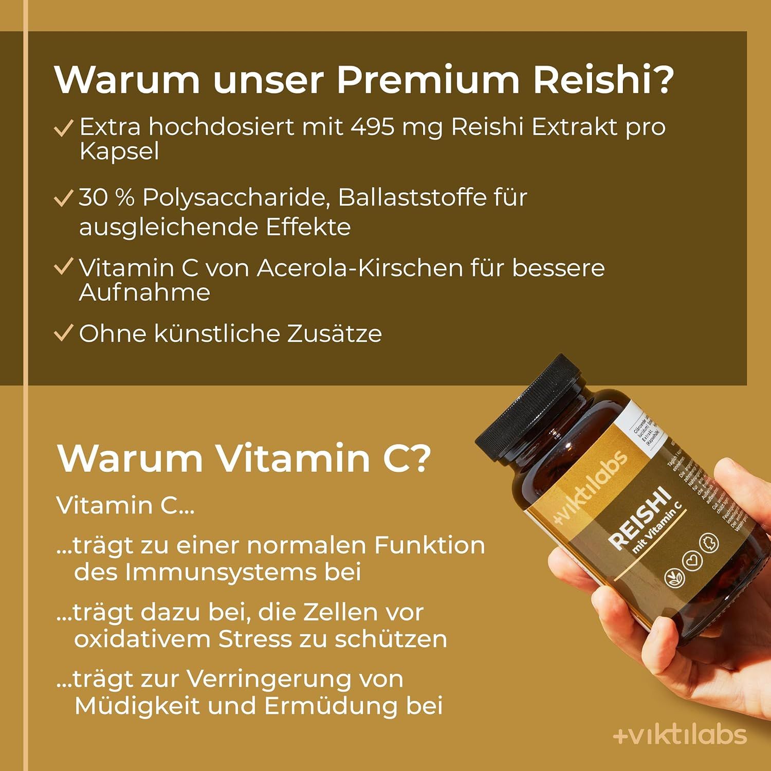 Viktilabs Premium Reishi: Vitalpilz mit 100% natürlichem Vitamin C