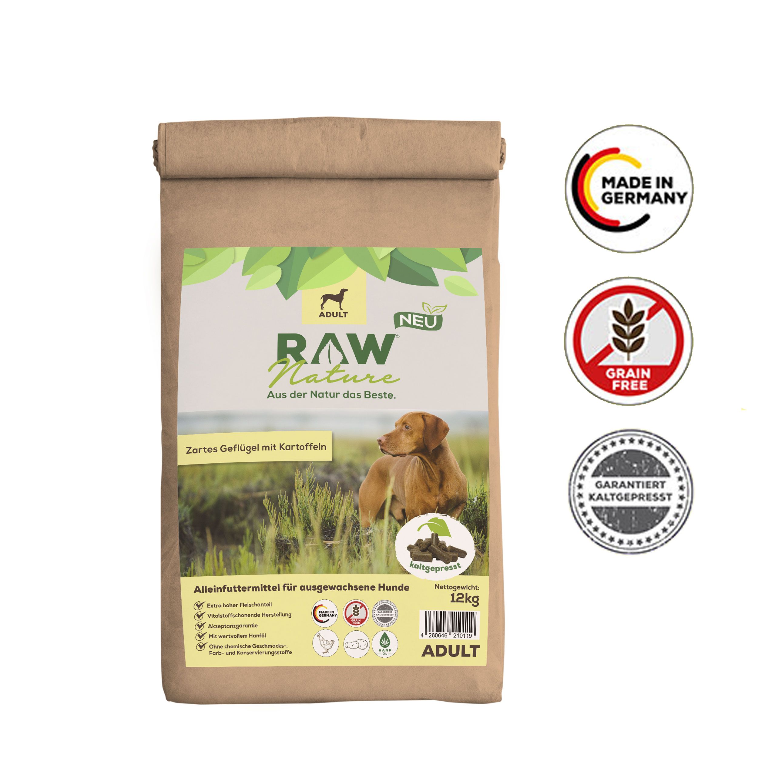 RAW Nature kaltgepresstes Trockenfutter ADULT Huhn Pur