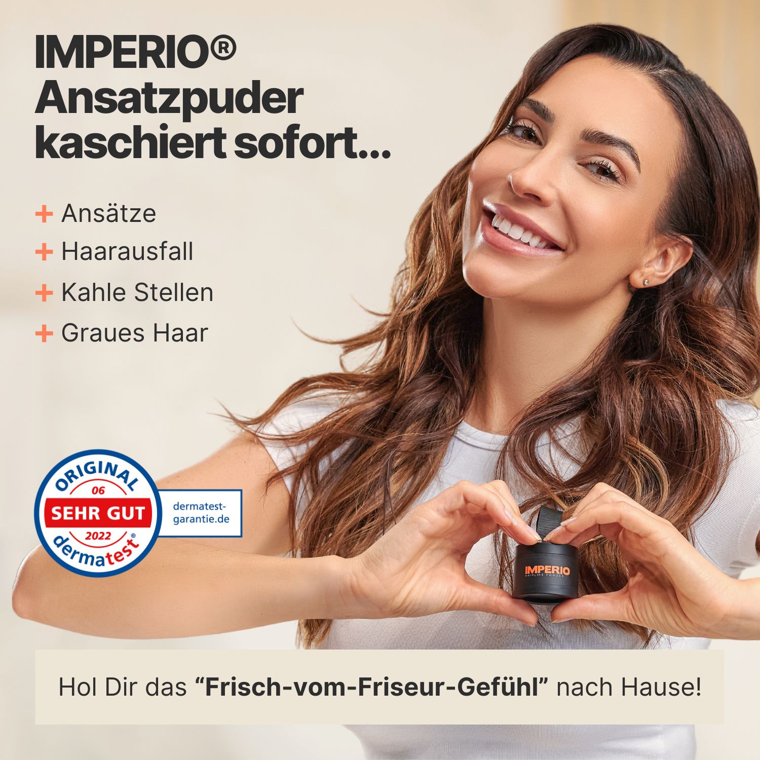 IMPERIO® Ansatzpuder - kaschiert herauswachsende Ansätze & kahle Stellen im Haar