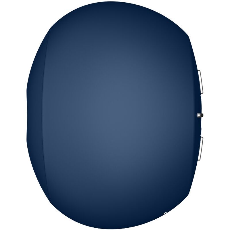 Blaues, ovales Gerät mit Bedienknöpfen. Glatte Oberfläche. Intimes Wellness-Produkt.