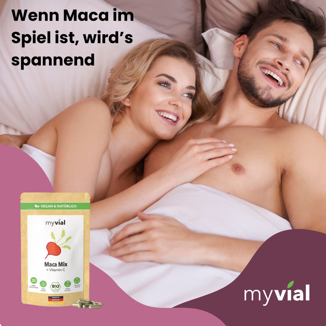 myvial® Bio Maca Mix Kapseln - 120 St mit 3 Maca-Sorten & Acerola - vegan & plastikfrei