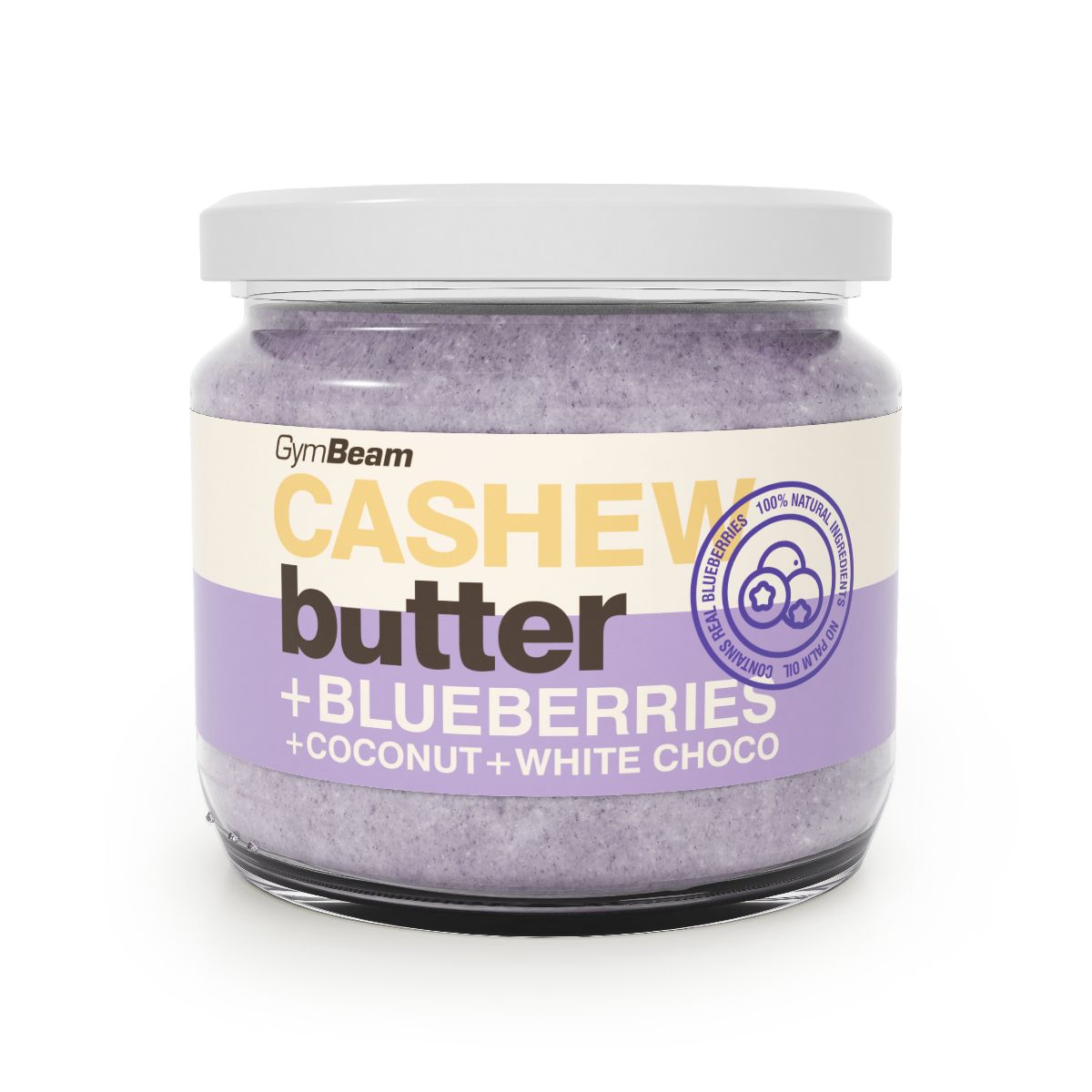GymBeam Cashewbutter Kokosnuss, Weiße Schokolade & Blaubeeren Aufstrich 340 g