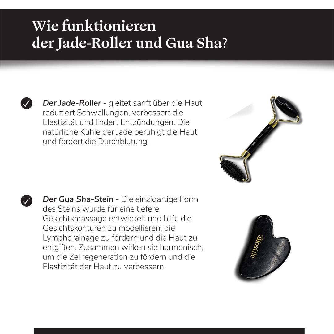 Biostile Gesichtsmassage-Set (mit Rolle und Gua Sha-Stein)