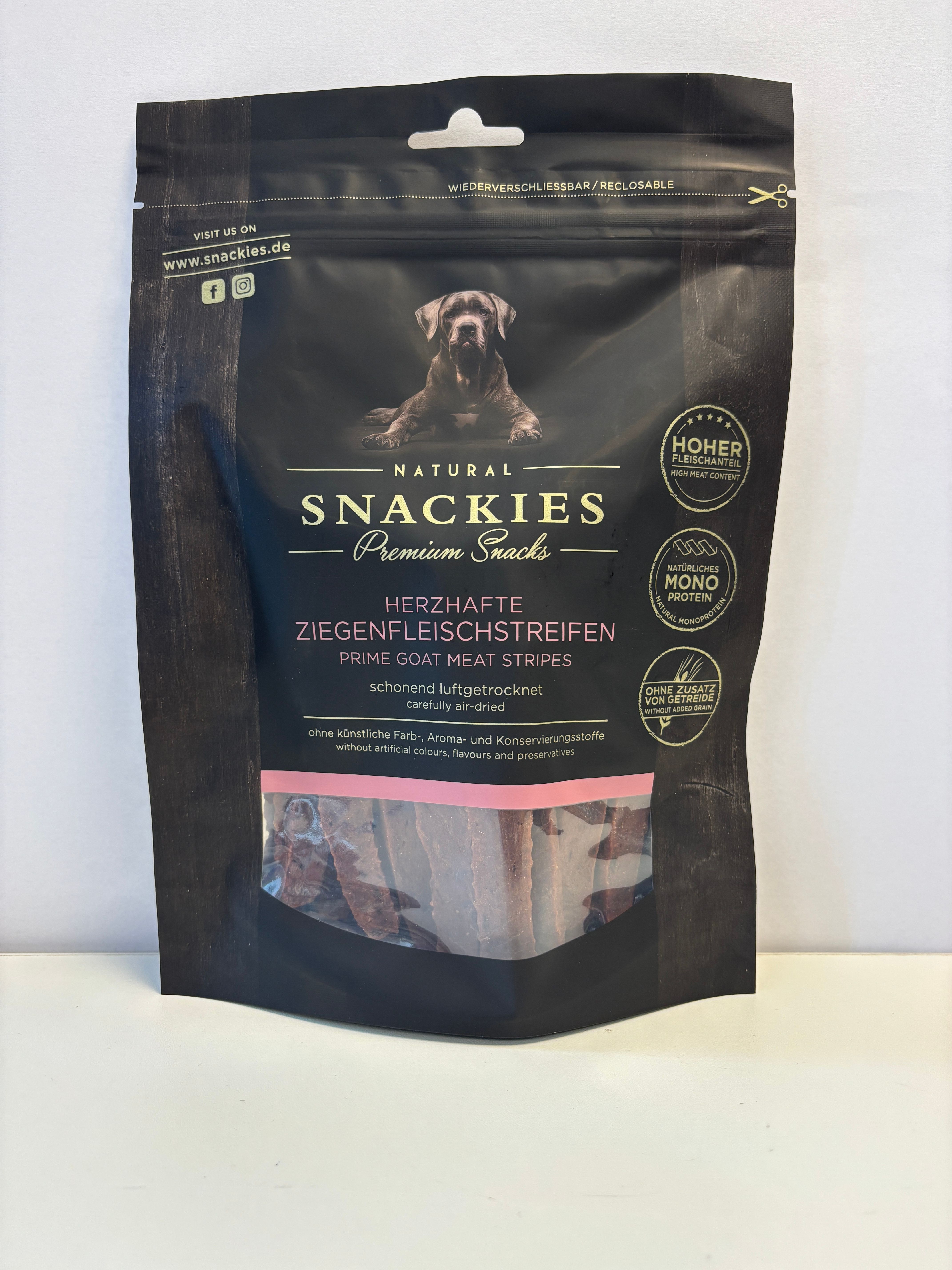 Snackies Herzhafte Ziegenfleischstreifen 170 g Futter